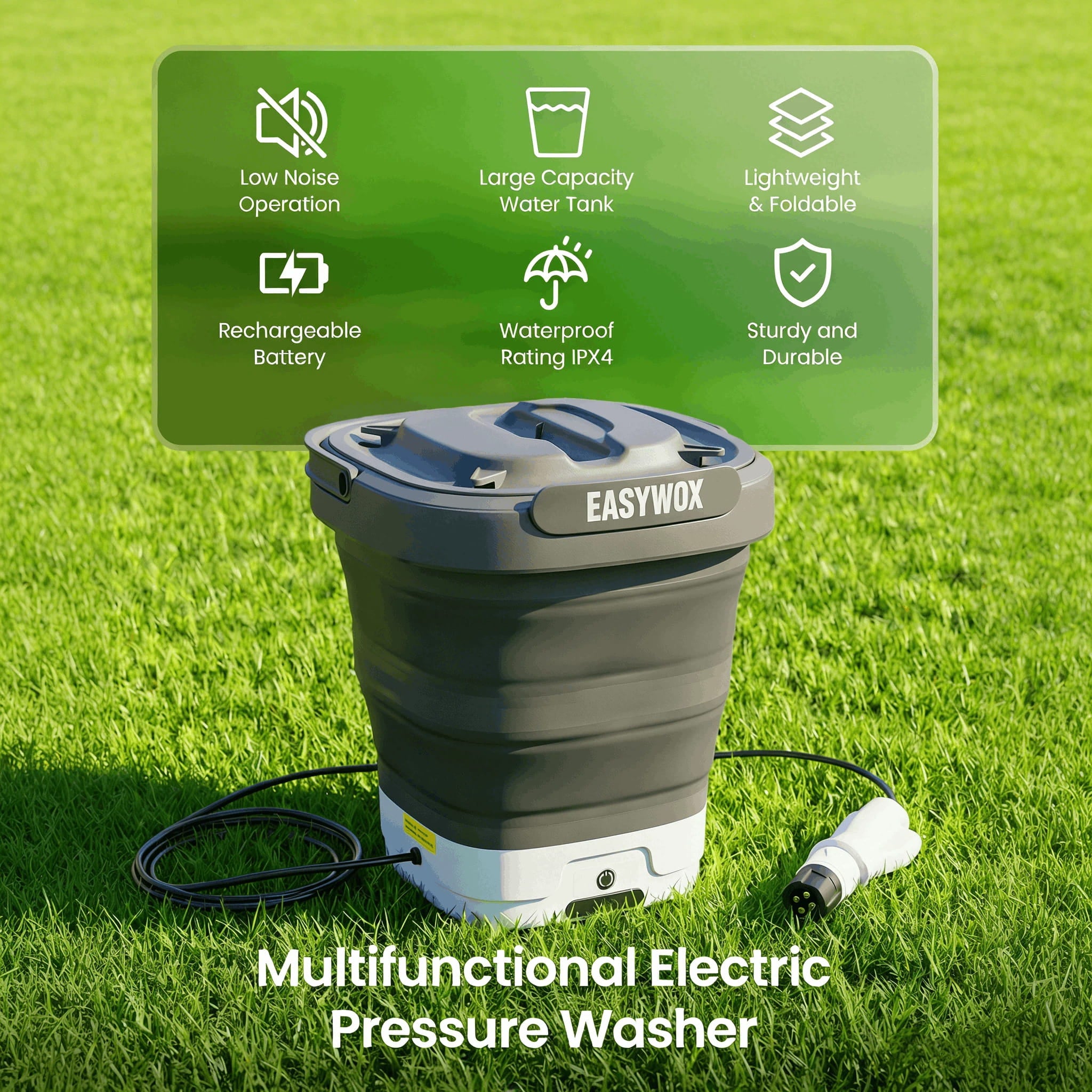 Portable Electric Pressure Washer with 3.2 Gal Tank