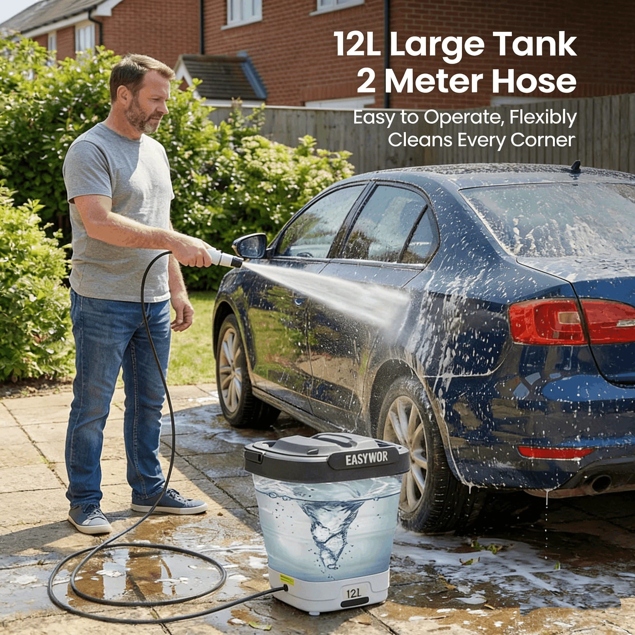 Portable Electric Pressure Washer with 3.2 Gal Tank